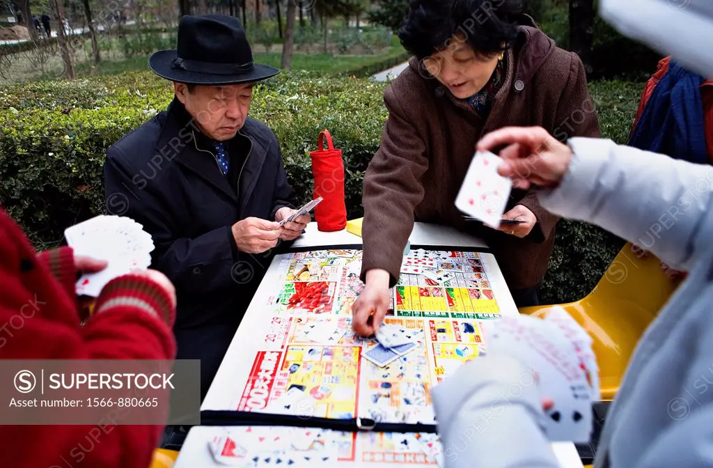 Playing cards  Jingshan Park,Beijing, China