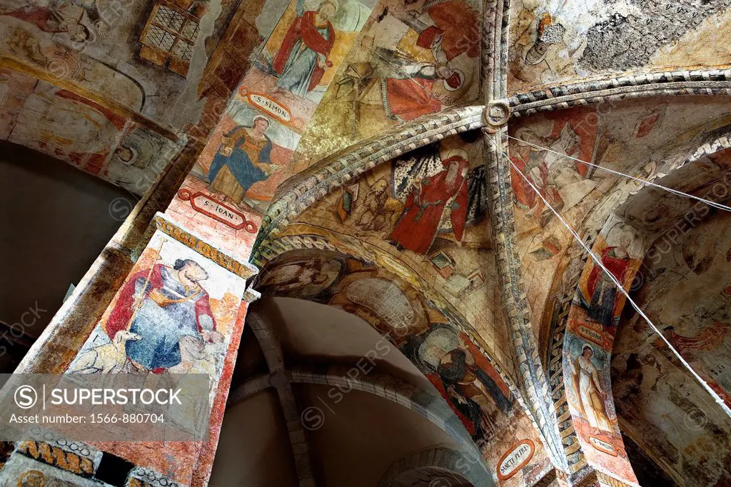 Salardú  Sant Andrèu church  Interior  Paintings,Aran Valley,Pyrenees, Lleida province, Catalonia, Spain