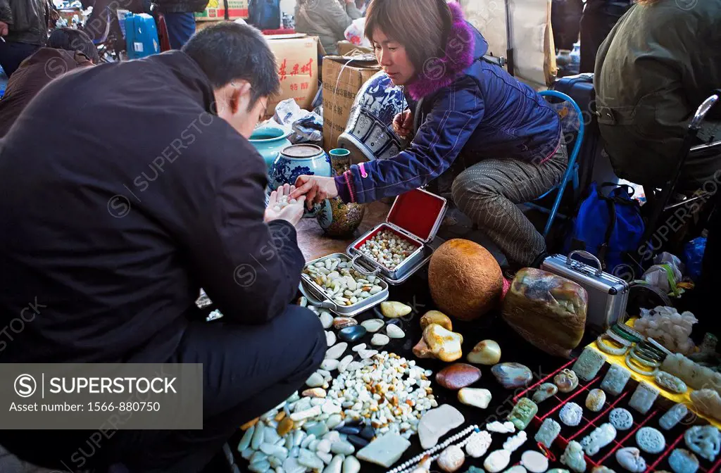 Gemstone store in Panjiayuan market,Beijing, China
