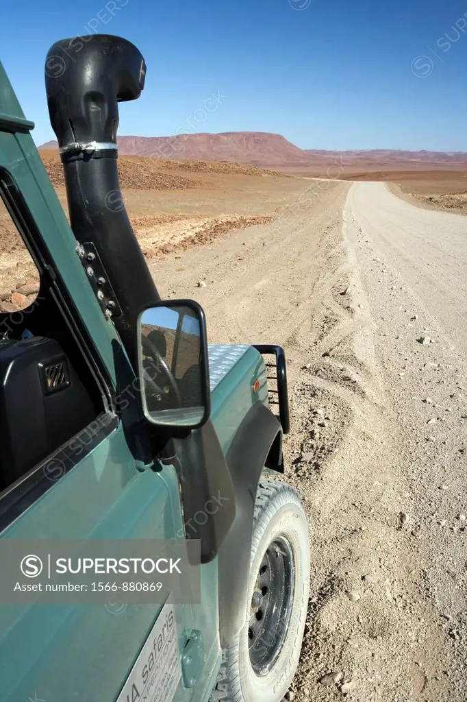 Safari Vehicle in landscape - Skeleton Coast National Park - Namibia, Africa