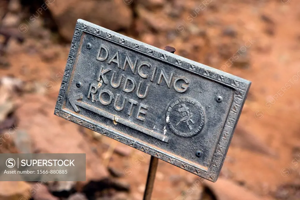 Trail Sign at Twyfelfontein Ancient Rock Engravings Site - Damaraland - Kunene Region, Namibia, Africa