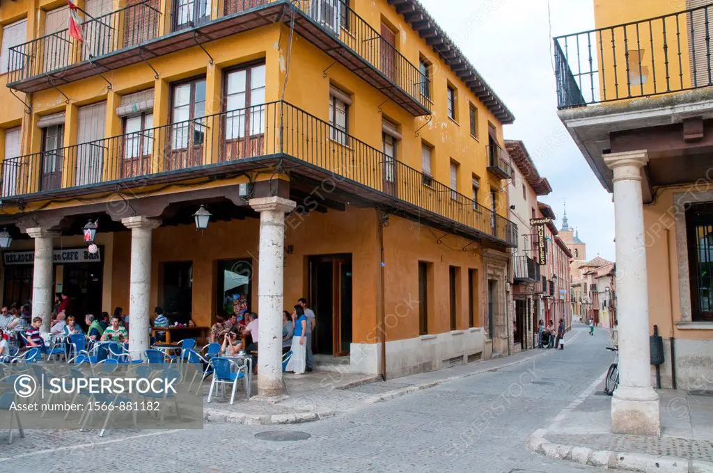 Street and Main Square. Tordesillas, Valladolid province, Castilla Leon, Spain.