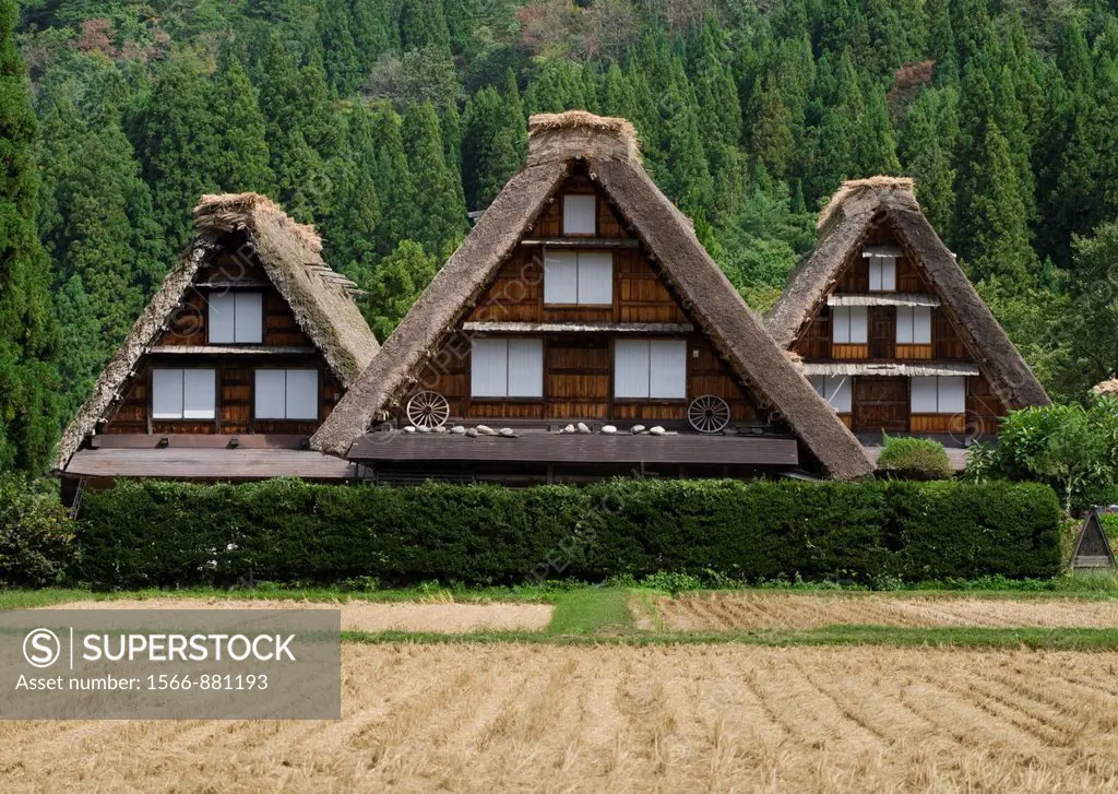 Traditional thatched roof building in Shirakawa go Unesco World Heritage Site Japan