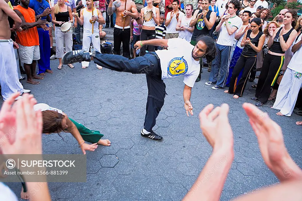 Capoeira, martial art of dancing, performed,New York City, USA
