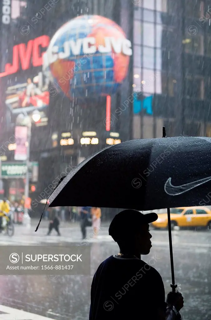 Rain in times square, New York City, USA