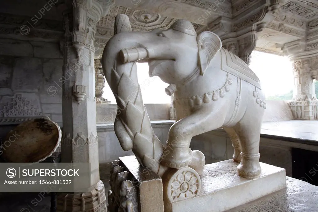 Elephant sculpture in the Ranakpur,Jain temple, Rajasthan, India