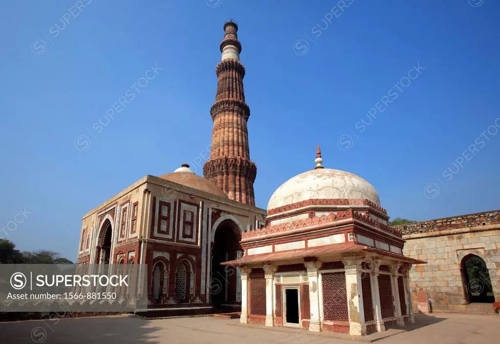 Qutub Minar, Alai Darwaza and the tomb of imam Zamin, New Delhi, India