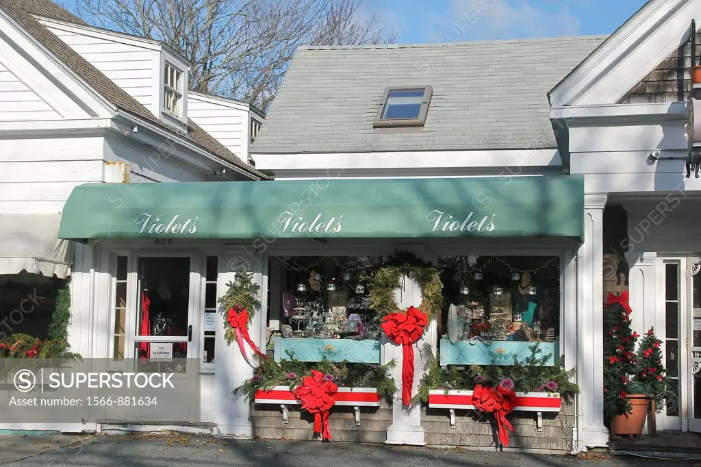 A shop in the town of Chatham, on Cape Cod, decorated for the holiday season  Chatham, Massachusetts, United States