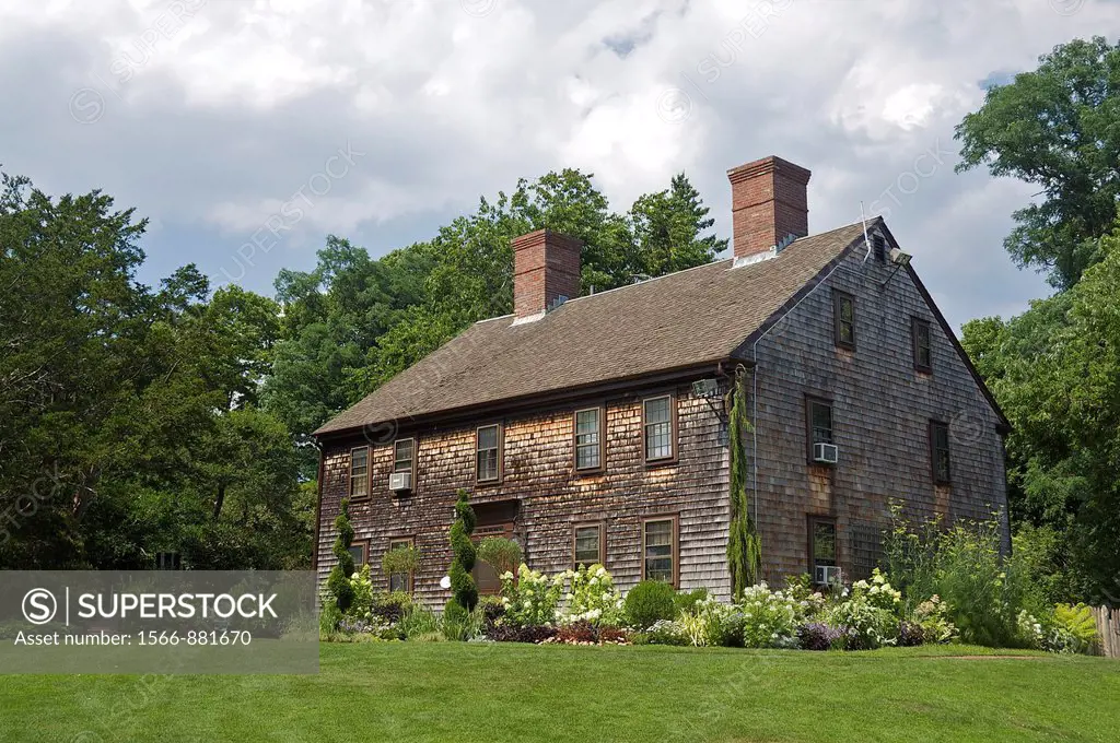 An old house on the grounds of the Heritage Museum and Gardens in the town of Sandwich, Massachusetts, United States