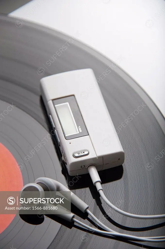 MP3 player on a vinyl record