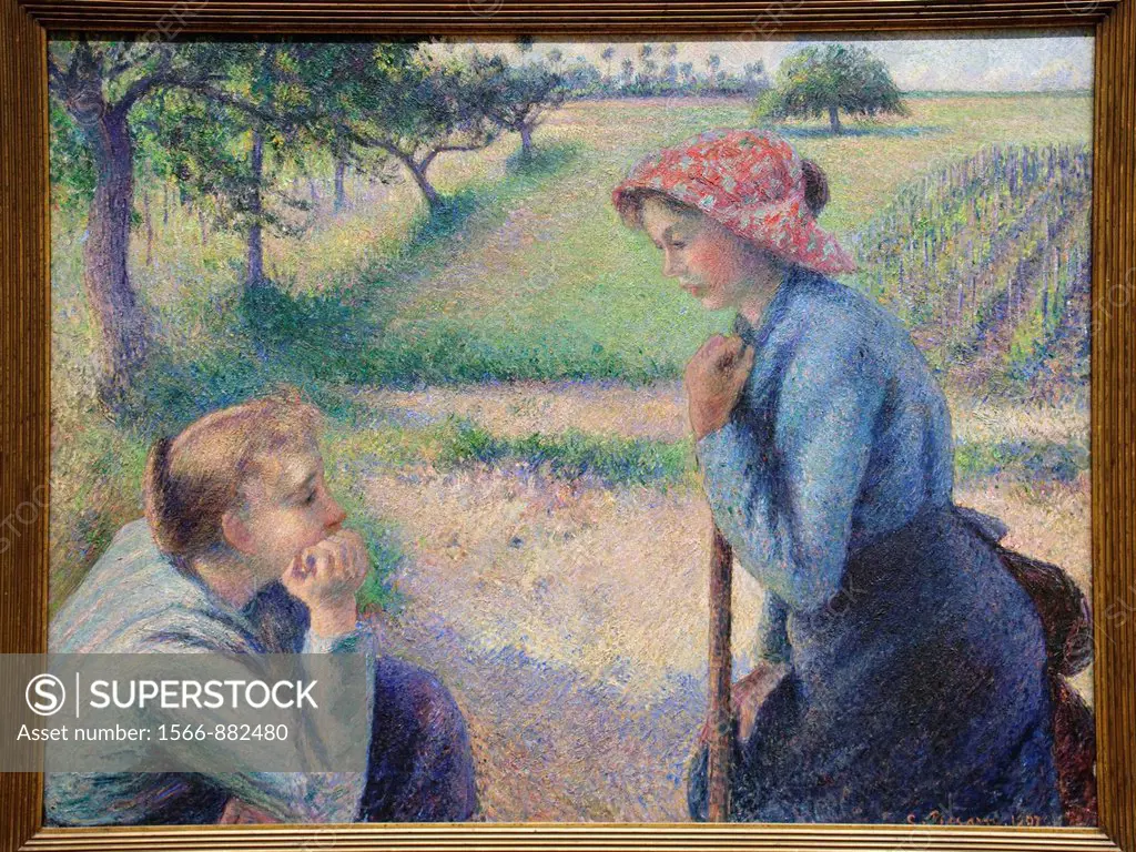 Two Young Peasant Women, 1892, by Camille Pissarro, French, Oil on canvas, 35 1/4 x 45 7/8 in , 89 5 x 116 5 cm, Metropolitan Museum of Art, New York ...