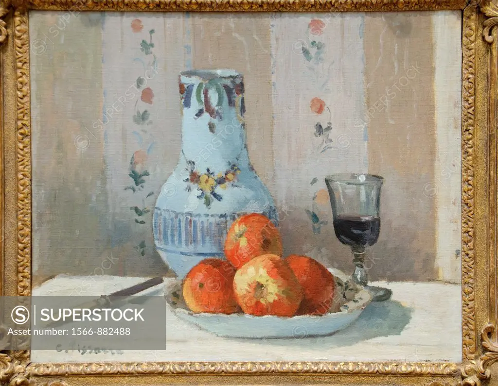Still Life with Apples and Pitcher, 1872, by Camille Pissarro, French, Oil on canvas, 18 1/4 x 22 1/4 in , 46 4 x 56 5 cm, Metropolitan Museum of Art,...