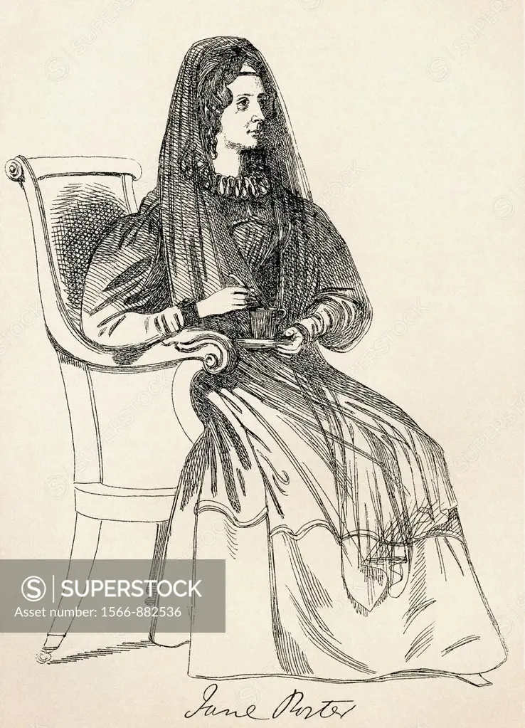 Jane Porter, 1776 - 1850  Scottish historical novelist and dramatist  From The Maclise Portrait Gallery, published 1898