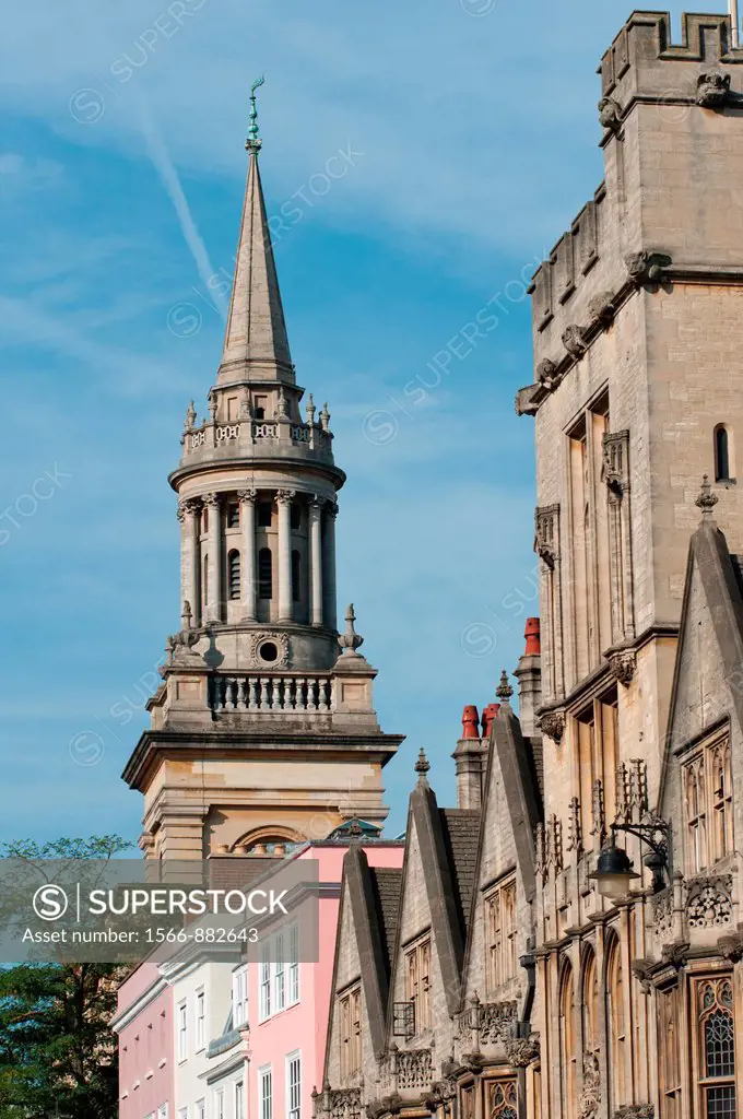 All Saints Church or Lincoln college library and Brasenose College Oxford England