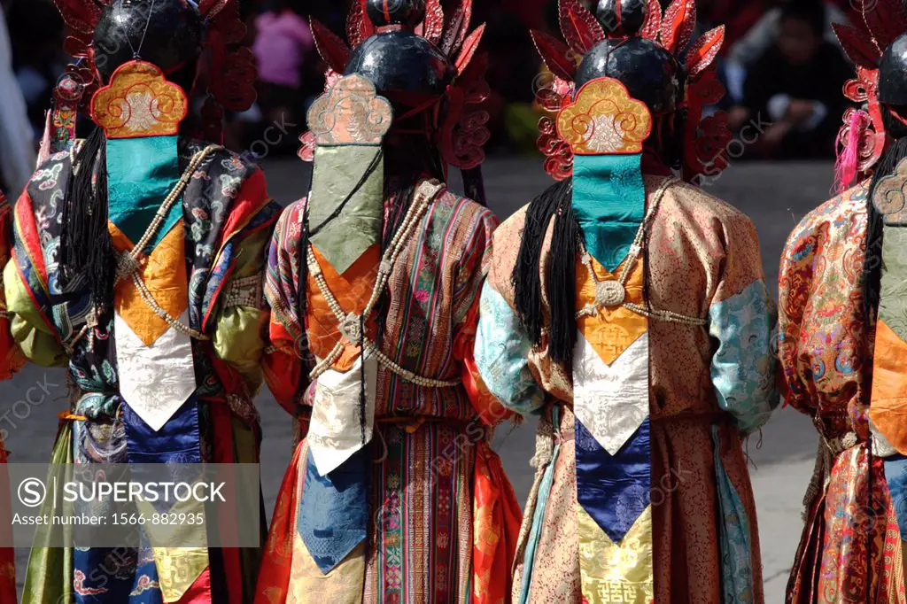 Detail of outfit of dancers at the Tsechu festival, Thimphu, Bhutan