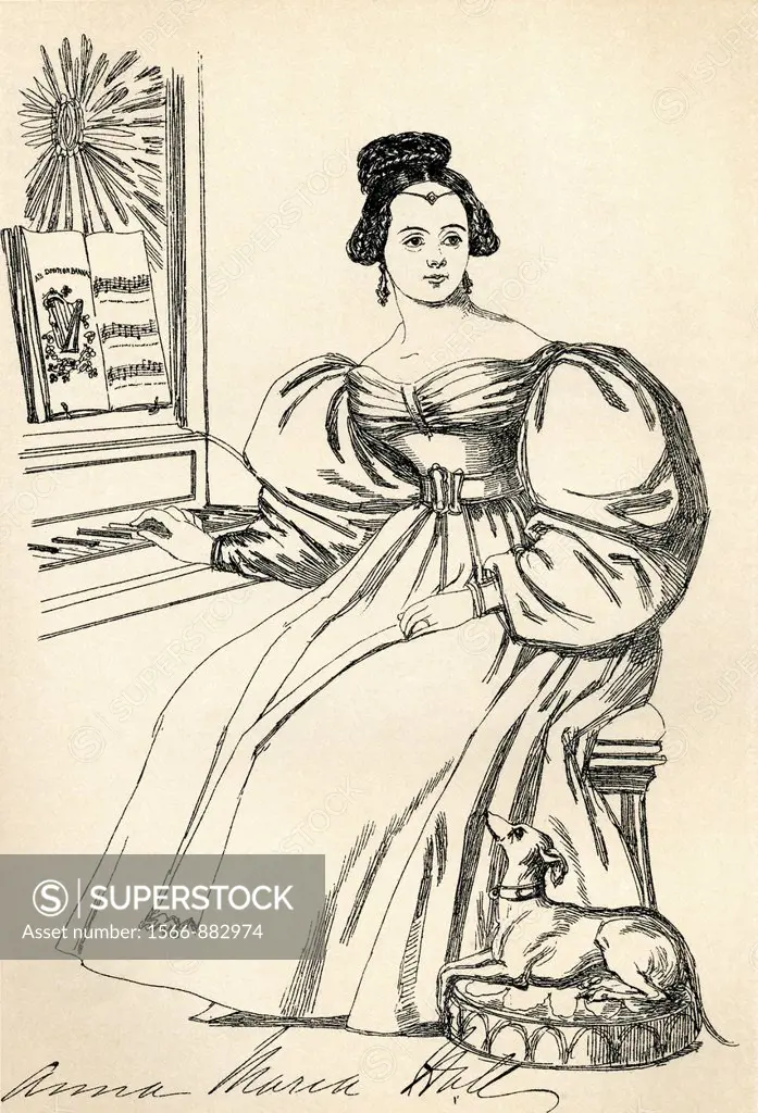 Anna Maria Hall, aka Mrs  S C  Hall, 1800-1881  Irish novelist  From The Maclise Portrait Gallery, published 1898