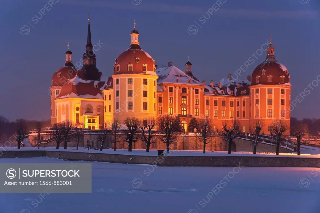 Moritzburg Castle, baroque hunting lodge from Saxonian King August the Strong near Dresden Saxony, Germany, Europe