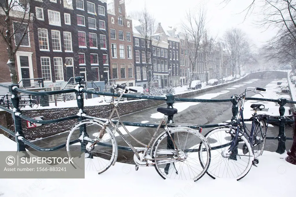 First snow in Amsterdam in the winter of 2012