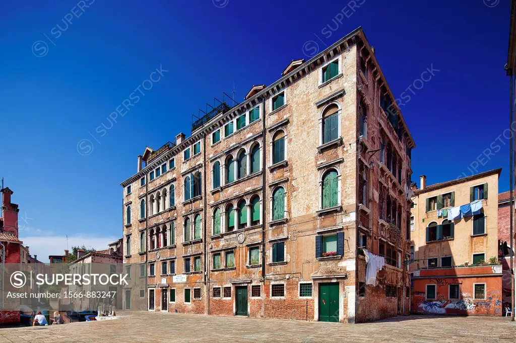 Building on Campo square Castelforte di San Rocco, Venice, Italy