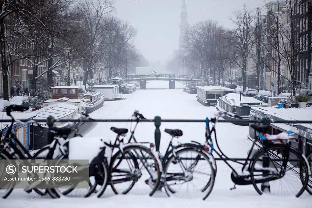 First snow in Amsterdam in the winter of 2012