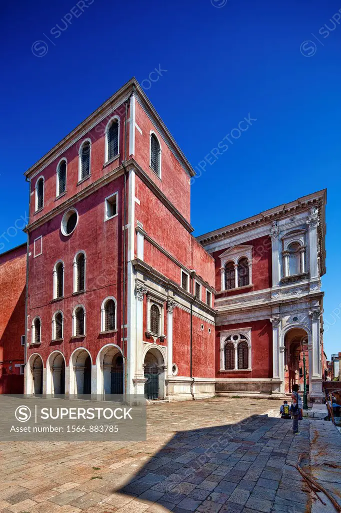 West façade of the Scuola Grande di San Rocco, overlooking Campo Castelforte, Venice, Italy