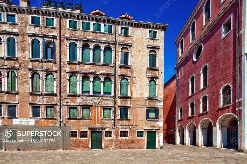 Building on Campo square Castelforte di San Rocco, Venice, Italy