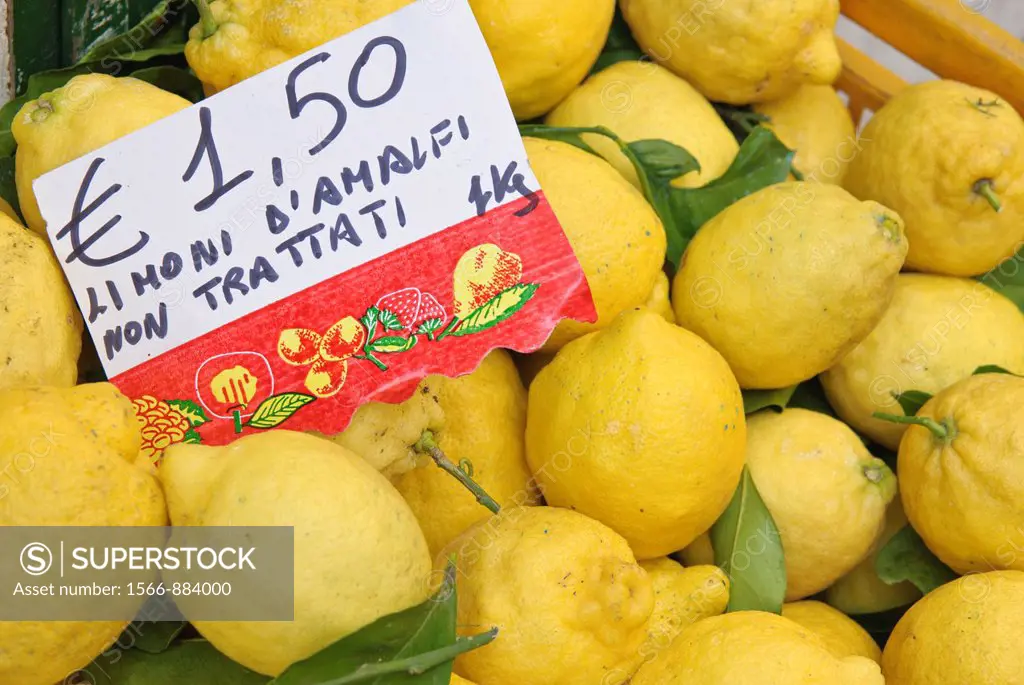 Lemons for sale in Amalfi Town, Amalfi Coast, Campania, Salerno, Italy