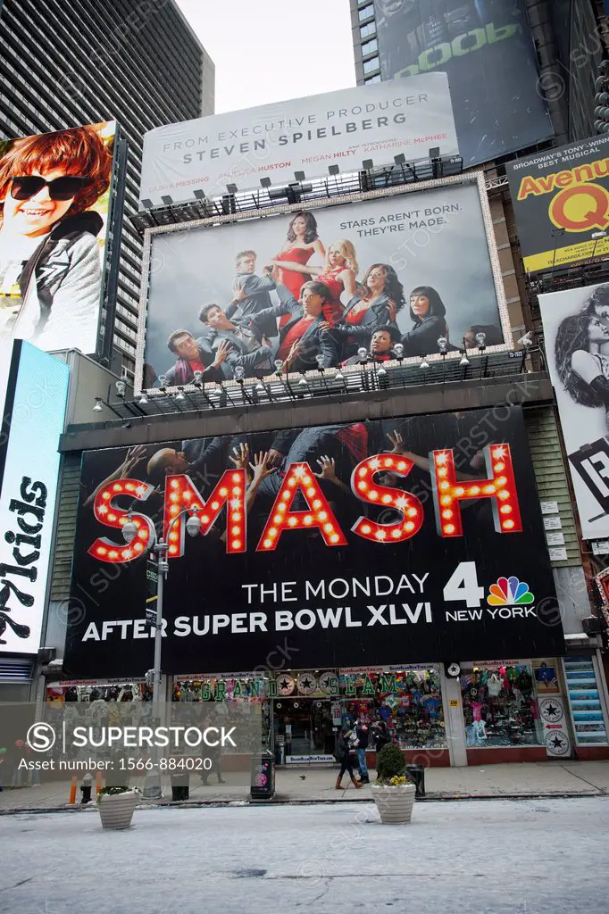 Advertising on a billboard for the NBC television program ´Smash´ in Times Square The new program is about the production of a new Broadway musical Th...