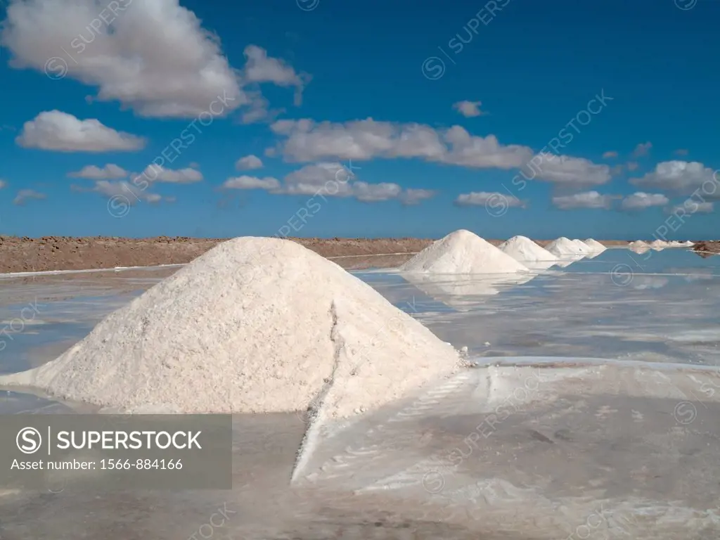 Morocco - Salt works at the salt marshes of Sabkhat Tazra in the Khenifiss National Park near the coast of the Atlantic Ocean east of Tarfaya  Southwe...