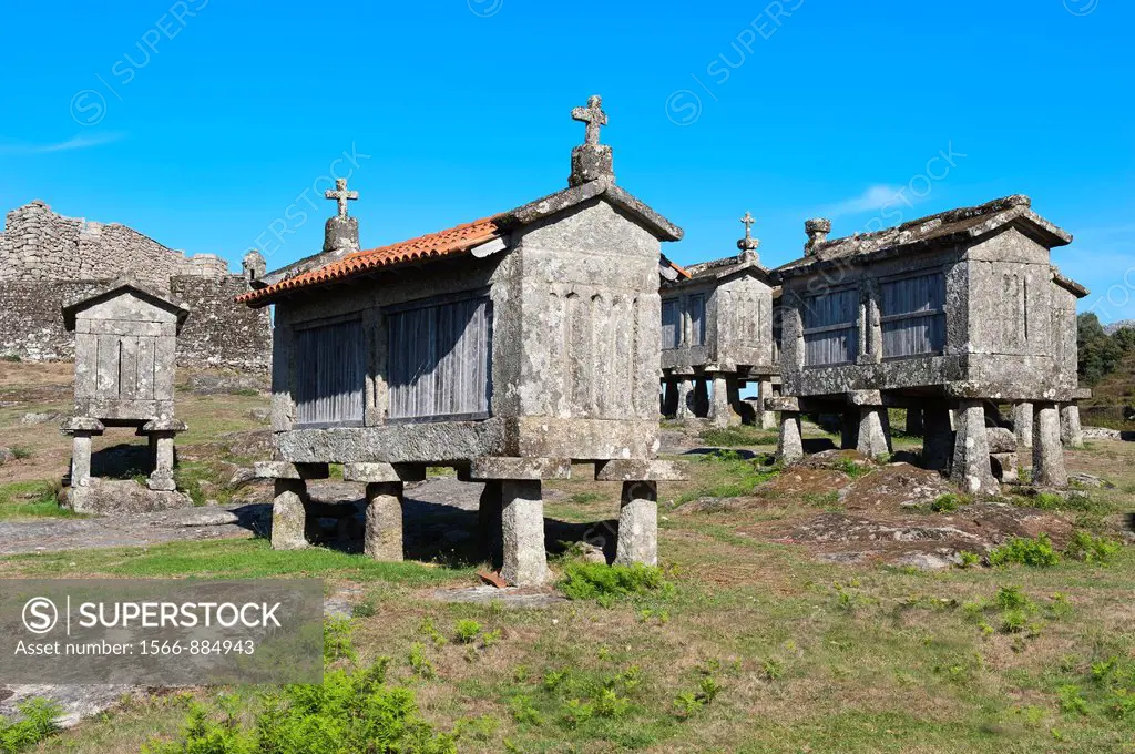 Traditonal Espigueiros, Granary, Lindoso, Peneda Geres National Park, Minho province, Portugal