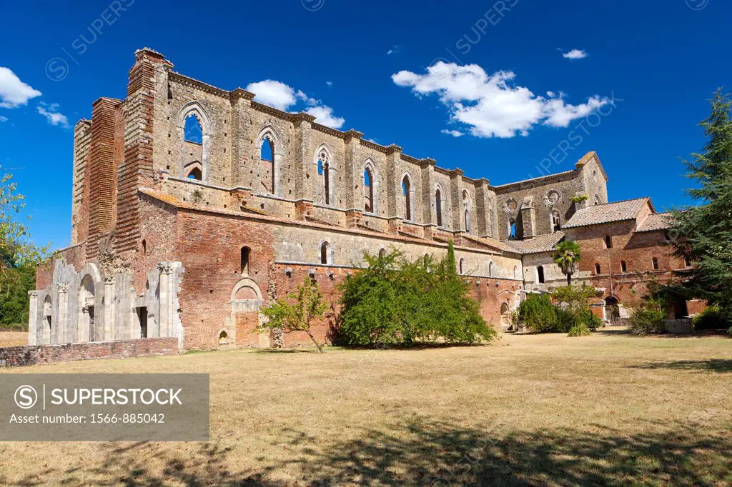Ruins of the Cistercians abbey San Galgano, Chiusdino, Tuscany, Italy, Europe