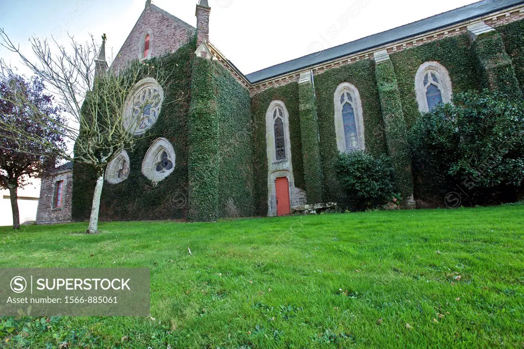 church in the village Concoret, broceliande, Morbihan, Brittany, France