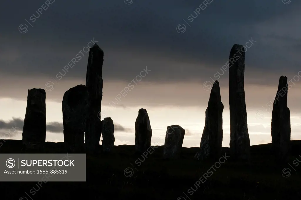 Europe, Scotland, Outer Hebrides, Isle of Lewis - Callanish stone circle at dusk