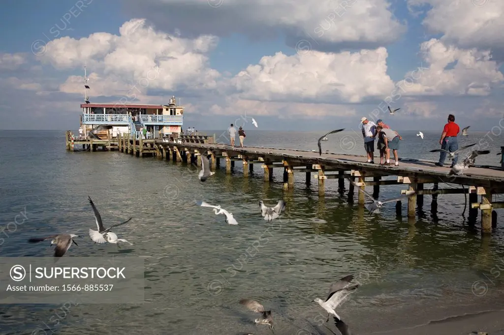 Rod and reel Fishing pier on the Gulf of Mexico on Anna Maria Island Florida