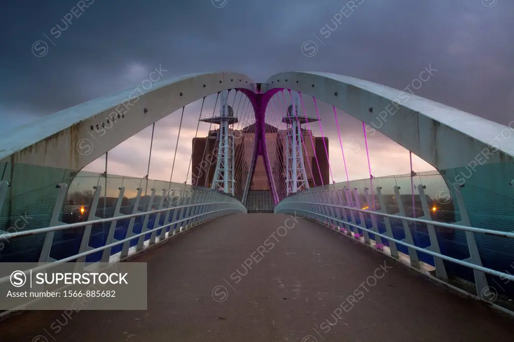 England, Greater Manchester, Salford Quays  The Lowry Bridge located on the Salford Quays in the city of Salford near Manchester Old Trafford