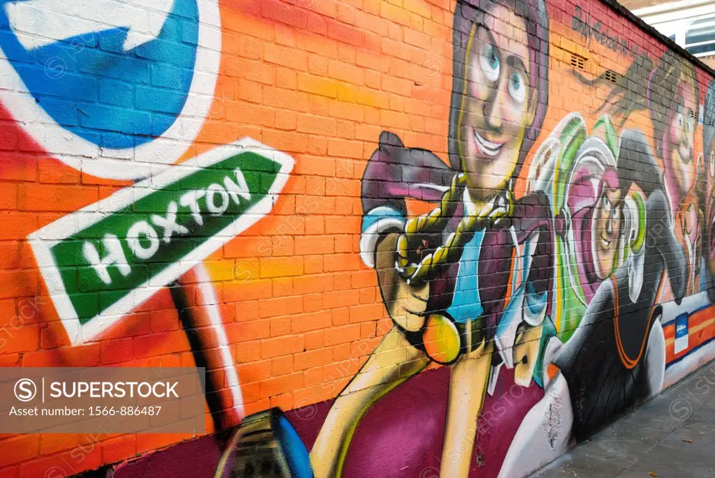 Mural painting in Hoxton, London, England