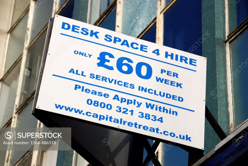 ´Desk Space for Hire´ sign