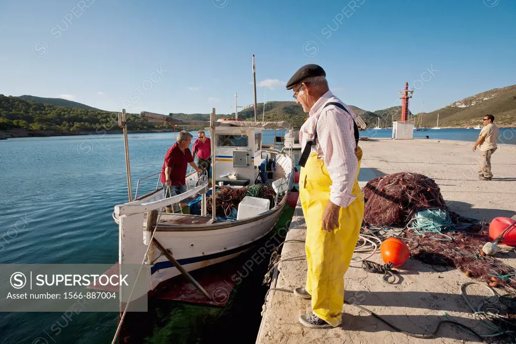 Spain Cabrera Archipelago National Park Traditional fishermen Balearic Islands, Es Port