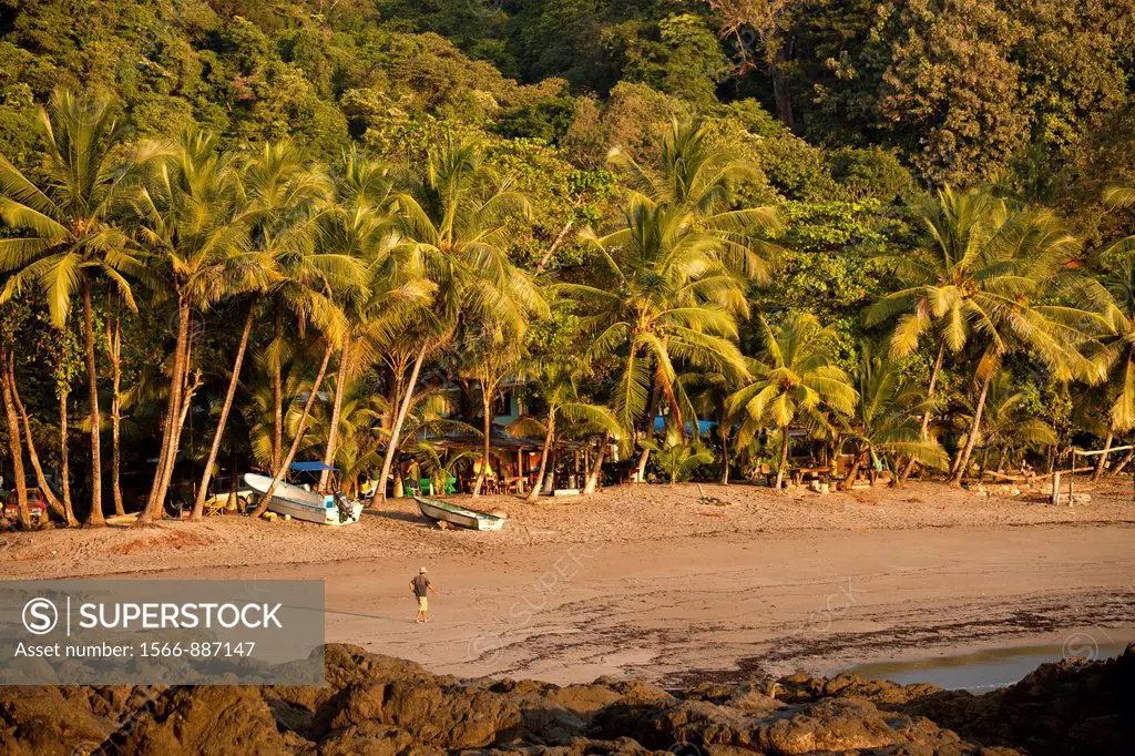 early morning at Playa Montezuma beach at the small tourist village Montezuma, Nicoya Peninsula, Costa Rica, Central America