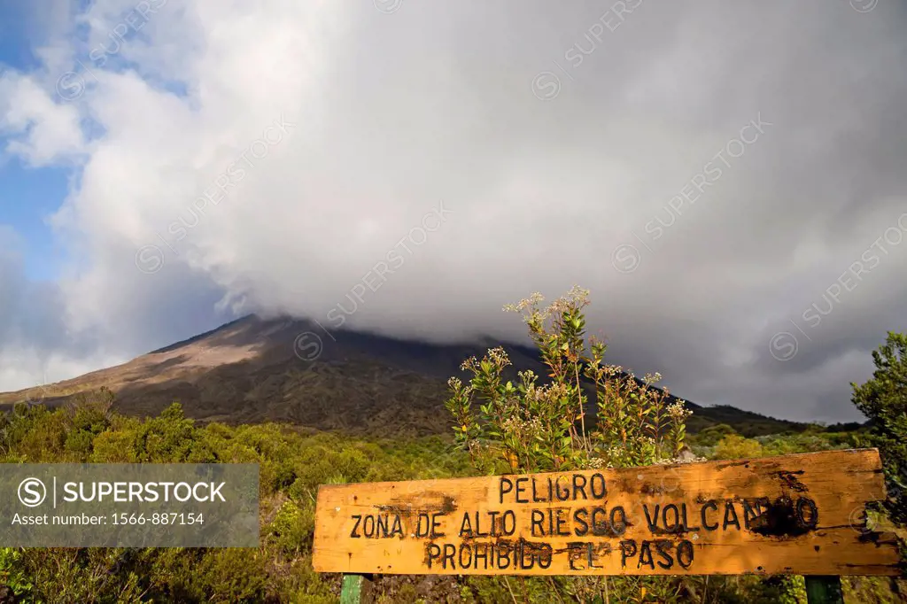 danger sign Arenal Volcano near La Fortuna, Costa Rica, Central America