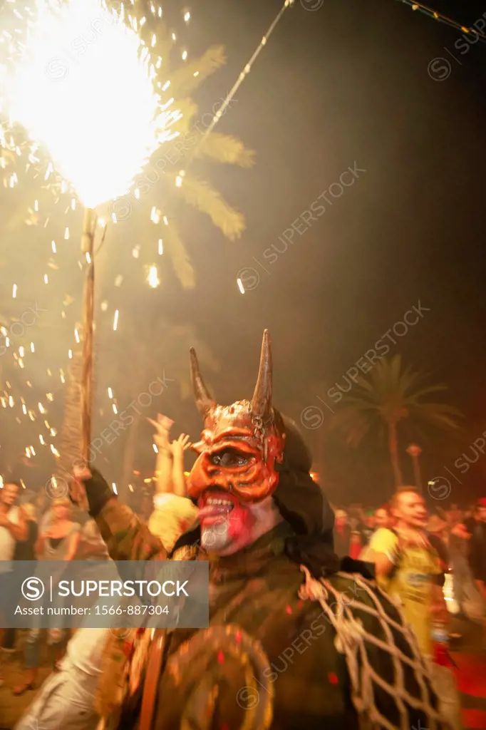 ´Correfoc´, Feast of Feasts fire demons and Sant Joan Palma Mallorca Balearic Islands Spain