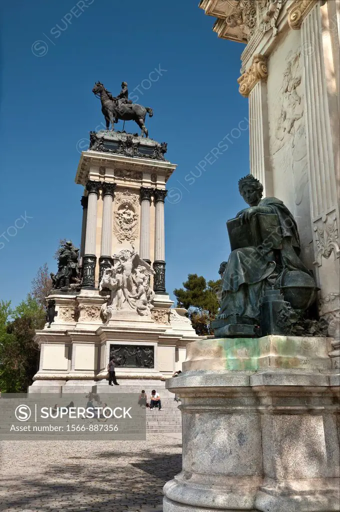 The monument to Alfonso XII, in the Retiro Park, Madrid, Spain