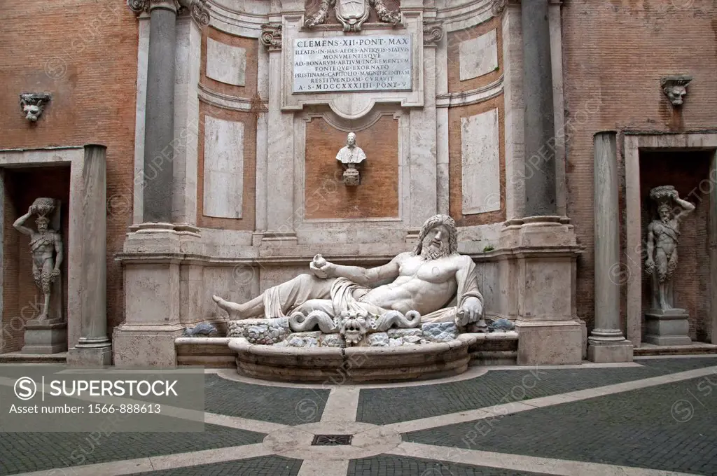 Capitoline Museum, Musei Capitolini, Palazzo Nuovo, Capitoline Hill, Piazza del Campidoglio, Rome, Lazio, Italy, Europe. Colossal statue restored as O...