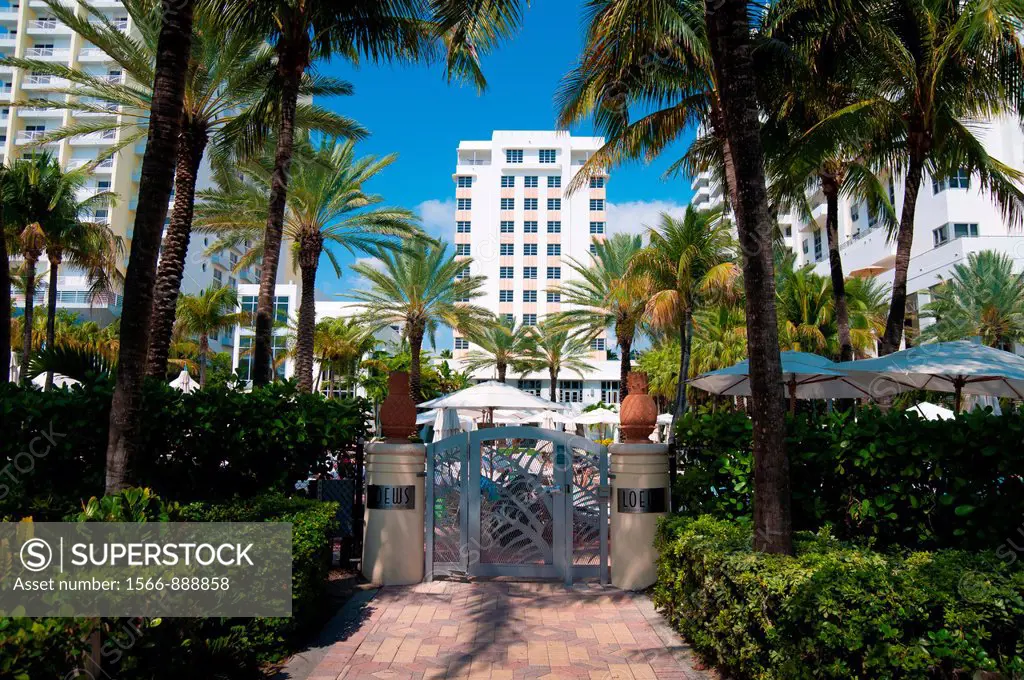 Back door to the beach of the luxury Loews hotel in Miami Beach, Florida