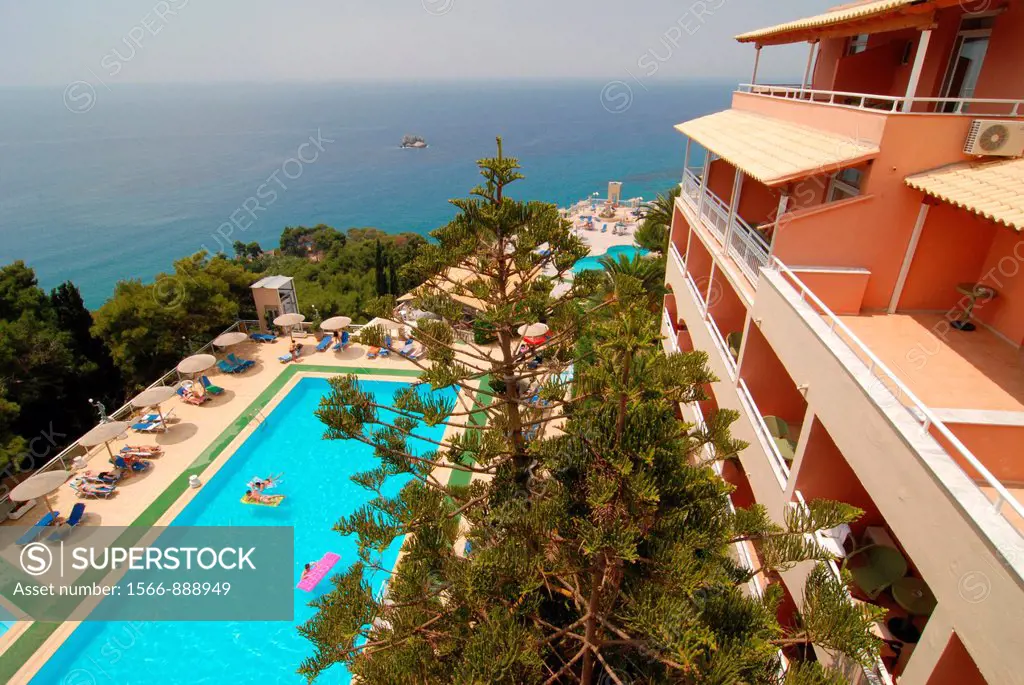 Swimming pool in Yaliskari Palace Hotel Golden View, greek island of Corfu