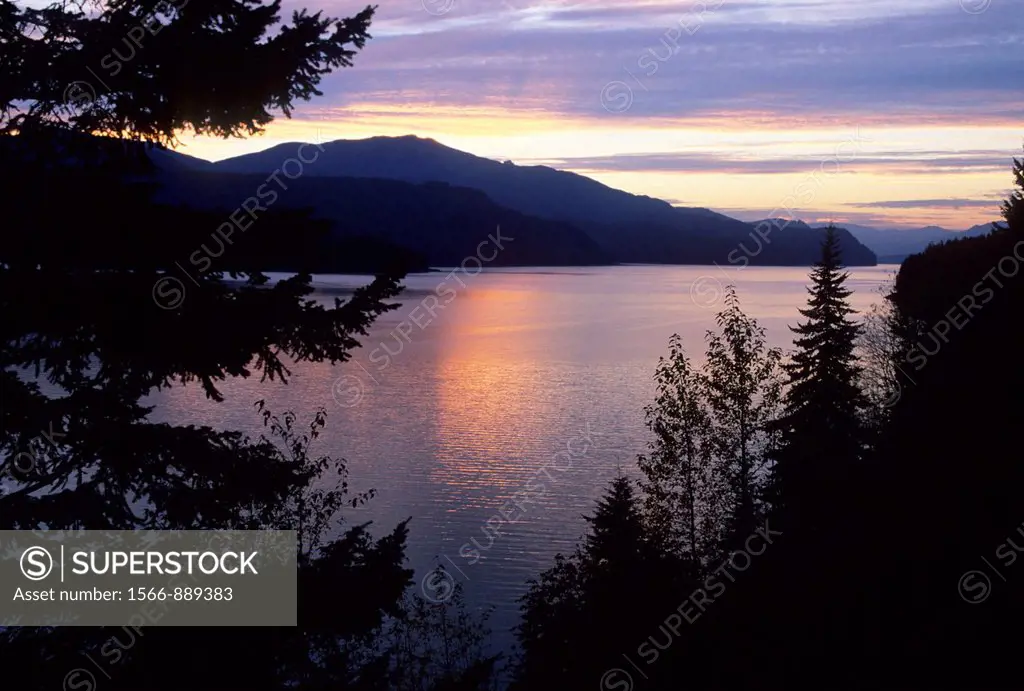 Swift Reservoir sunset, Skamania County, Washington