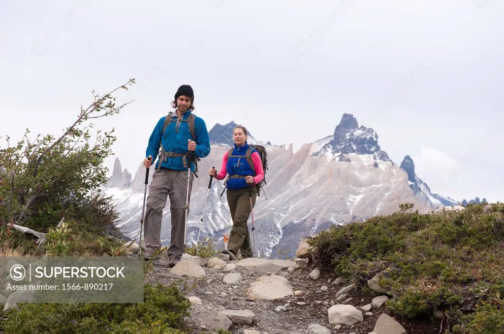 Hikers, Torres del Paine National Park, Patagonia, Chile