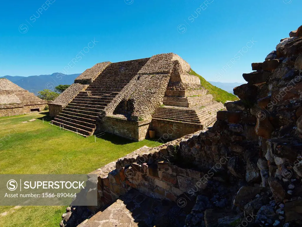 Zapotec pyramid. Monte Albán archeological site. Oaxaca. Mexico.