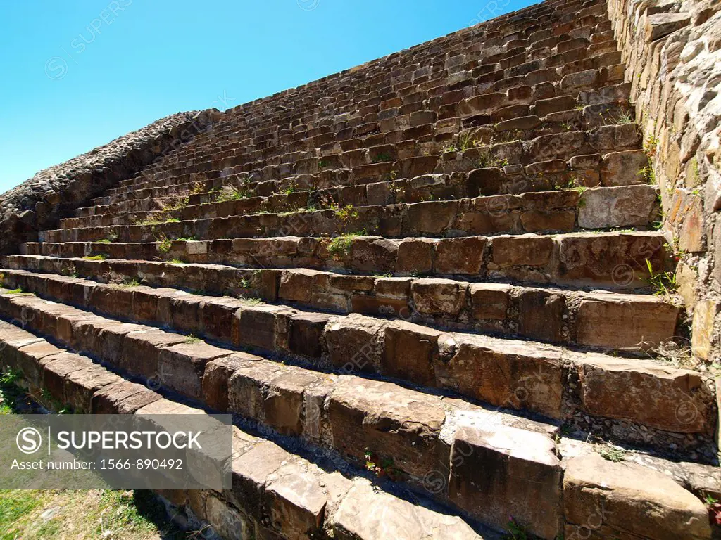Steps. Monte Albán. Zapotec archeological site. Oaxaca. Mexico.