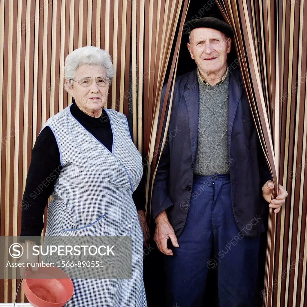 Old couple in Calzada de Bejar, Salamanca province, Spain  The WAY OF SAINT JAMES or CAMINO DE SANTIAGO following the Silver Way, between Seville and ...
